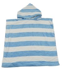 Modro-biele froté osuškové pončo s kapucňou Beach club