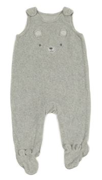 Šedé sametové dupačky s medvídkem Nutmeg