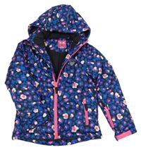 Černo-barevná vzorovaná šusťáková zimní bunda s kapucí Y.F.K.