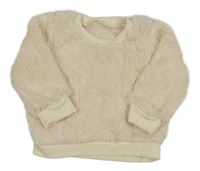 Béžová huňatá mikina Shein