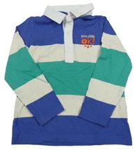 Bílo-modro-zelené pruhované polo triko s výšivkou Tu