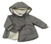 Sivá šušťáková prešívaná zimná bunda s kapucí zn Obaibi