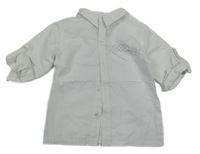 Bílo-šedá pruhovaná košile s výšivkou 