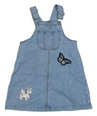 Modré rifľové šaty s jednorožcom Manor