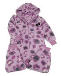 Nové - Růžová huňatá vzorovaná kombinéza s kapucí Dunnes