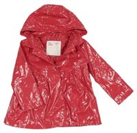 Růžová nepromokavá jarní parka s odepínací kapucí 