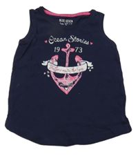 Tmavomodro-ružový top s kotvou Blue Seven