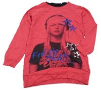 Růžovo-černá mikina s potiskem Nielsson