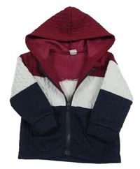 Vínovo-tmavomodro-biela prepínaci vzorovaná mikina s kapucňou Shein