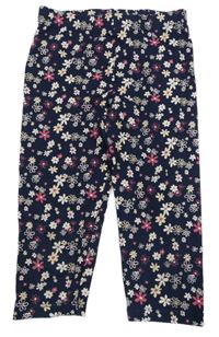Tmavomodré kytičkované capri legíny Topolino 