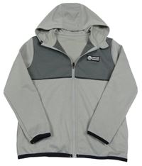 Šedá propínací sportovní mikina s nášivkou a kapucí Dunnes