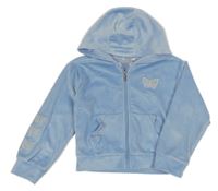 Svetlomodrá plyšová prepínaci mikina s motýlom a kapucňou Primark