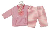 Nové - 2set - Světlerůžová mikina s výšivkou + pruhované tepláky Baby C