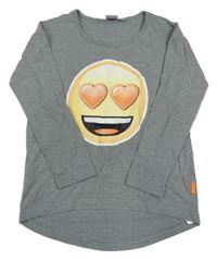 Sivé melírované tričko so smajlíkom Emoji
