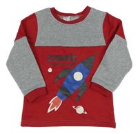 Červeno-sivá mikina s raketou Kiki&Koko