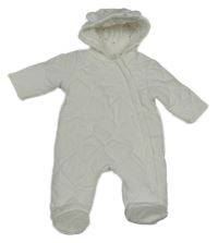Bílá bavlněná prošívaná zateplená kombinéza s kapucí Matalan