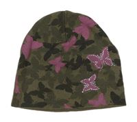 Khaki pletená čapica s motýly a kamienkami H&M