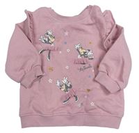 Staroružová mikina s Minnie a hviezdičkami a volánikmi zn. Disney