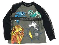 Tmavošedokhaki-čierne pyžamové tričko so zvířaty - Harry Potter