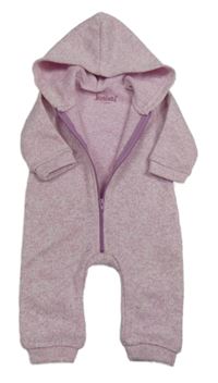 Ružovo-biela melírovaná pletená kombinéza s kapucňou Juniors