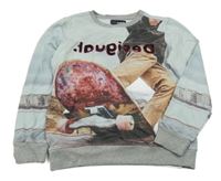 Světlemodro-šedá mikina se skateboardistou a logem Desigual