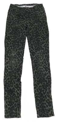 Sivo-čierne vzorované šisované džegíny