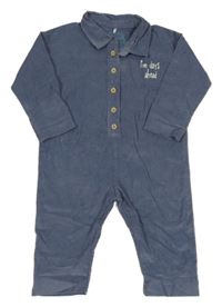 Modrošedá menšestrová kombinéza s nápismi a golierikom LEIGH TUCKER