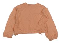 Lososové vzorované crop mikinotriko s mašľami a nařasením Next