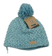 Nové - světlemodro-petrolejová melírovaná pletená funkční čepice s bambulí Wed'ze