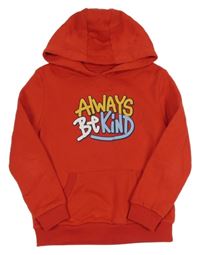 Červená mikina s nápismi a vreckom a kapucňou PRIMARK