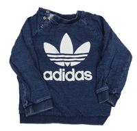 Tmavomodrá šisovaná mikina riflového vzhledu Adidas