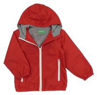 Červená šusťáková jarní bunda s kapucí Benetton