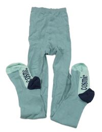 Modrošedo-tmavomodro-mátové punčocháče Next