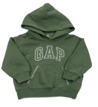 Khaki teplá mikina s logem a kapsou a kapucí GAP