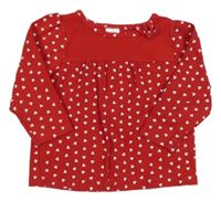 Červené mikinotriko s mašlou a srdiečkami PUSBLU