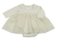 Smetanové body s tylovou sukní s puntíky H&M