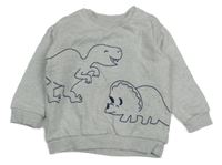 Svetlosivá melírovaná mikina s dinosaurami M&S