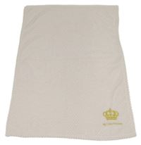 Světlerůžová vzorovaná chlupatá deka se zlatou korunkou 