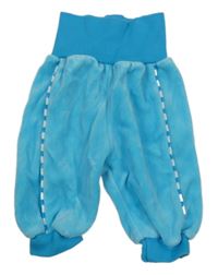 Azurové zamatové tepláky s pruhmi