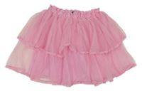 Ružová vrstvená paper bag tylová sukňa s čipkou little kids