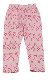 Svetloružové rebrované legíny so srdiečkami SHEIN