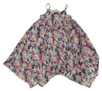 Tmavosivé letné šaty s barevnými lístečky Topolino