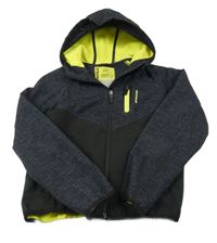 Čierno-melírovaná softshellová bunda s kapucňou C&A