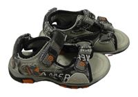 Nové - šedo-černé textilno/koženkové sandály s nápismi Topomini vel. 21