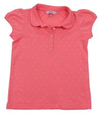 Kriklavoě ružové polo tričko so striebornymi motýlikmi OVS