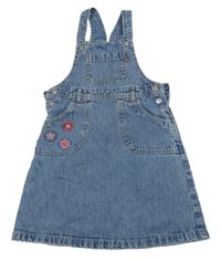 Modré šisované rifľové šaty s kvetmi a motýlikmi H&M