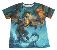 Modrozeleno-šalvějový dres s drakom
