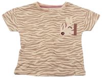 Pudrové vzorované tričko so zebrou Nutmeg