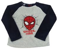 Šedo-tmavomodré chlupaté pyžamové triko Spiderman Primark