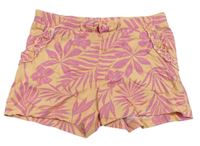 Oranžovo-ružové bavlnené kraťasy s listami H&M